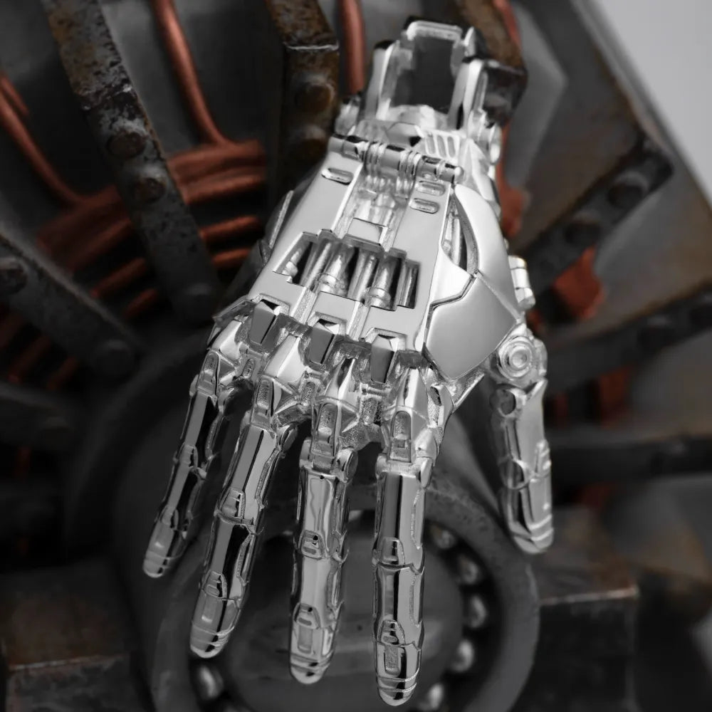 Customized Silver Mechanical Hand Pendant Right Details 05