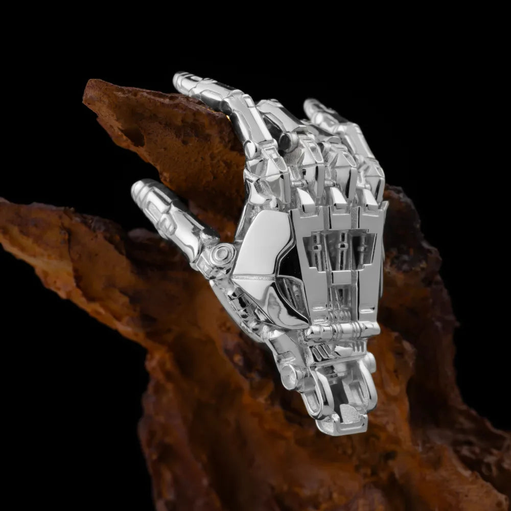 Customized Silver Mechanical Hand Pendant Right Details 06