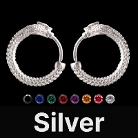Ouroboros Earrings Silver & Gemstone