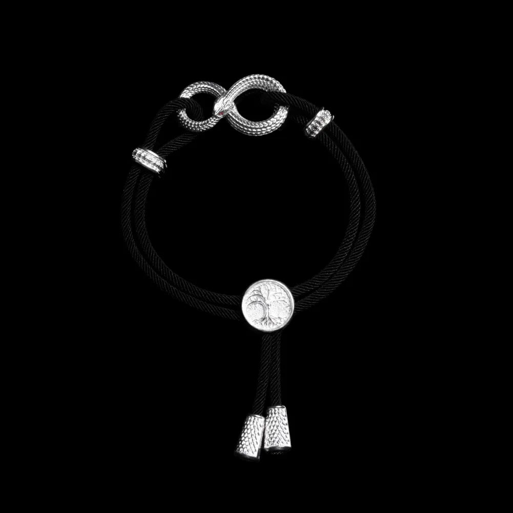 Customized Silver Ouroboros Rope Bracelet Details 01