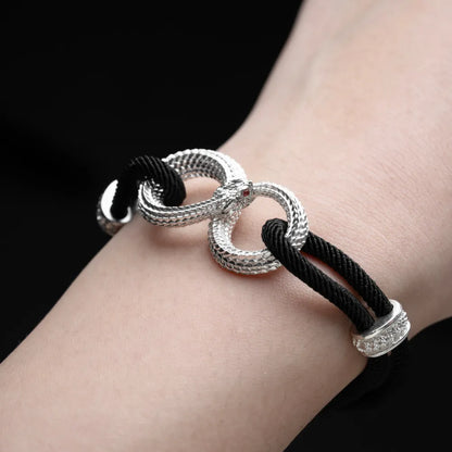 Customized Silver Ouroboros Rope Bracelet Details 02