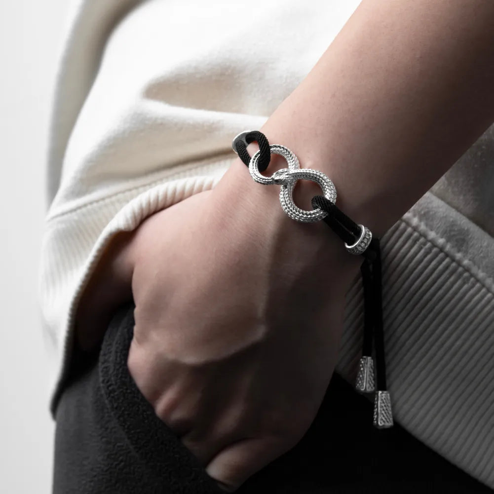 Customized Silver Ouroboros Rope Bracelet Details 03