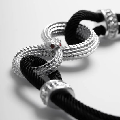 Customized Silver Ouroboros Rope Bracelet Details 04