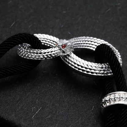 Customized Silver Ouroboros Rope Bracelet Details 05