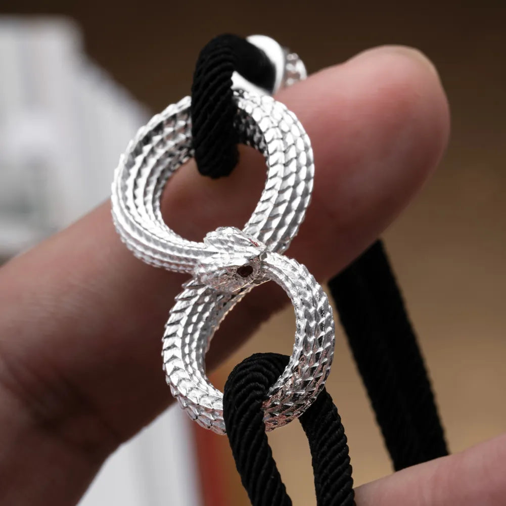 Customized Silver Ouroboros Rope Bracelet Details 06