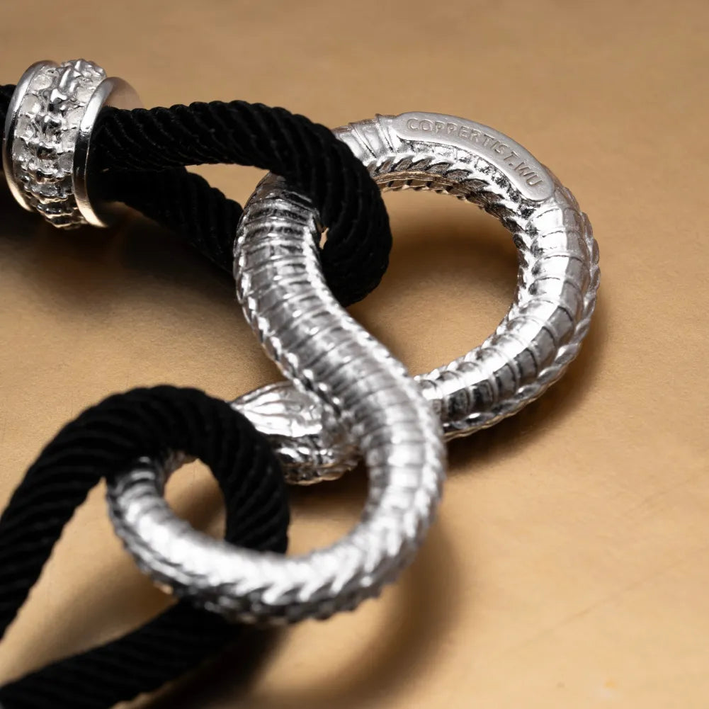 Customized Silver Ouroboros Rope Bracelet Details 07