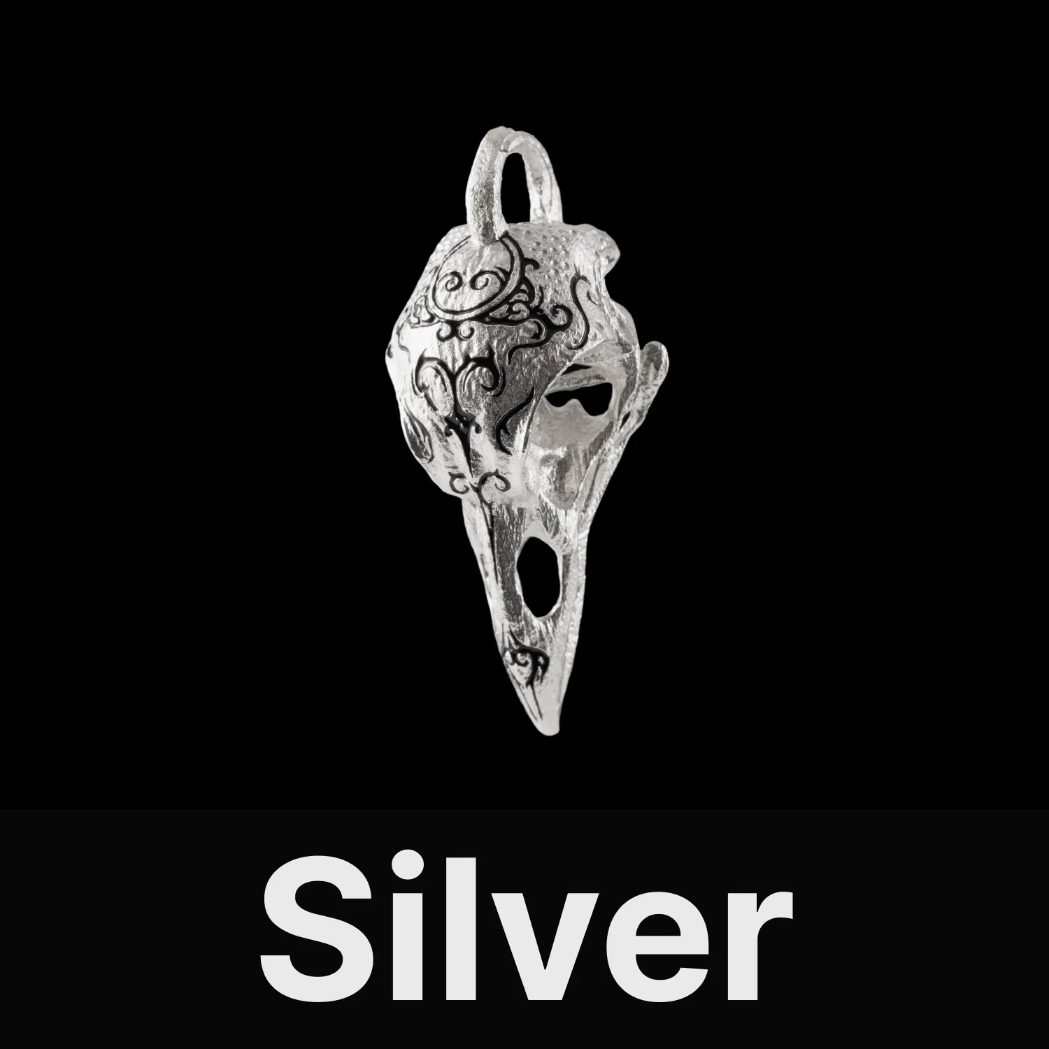 Raven Skull Pendant Silver