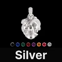 Skull & Snake Pendant Silver & Black Zircon