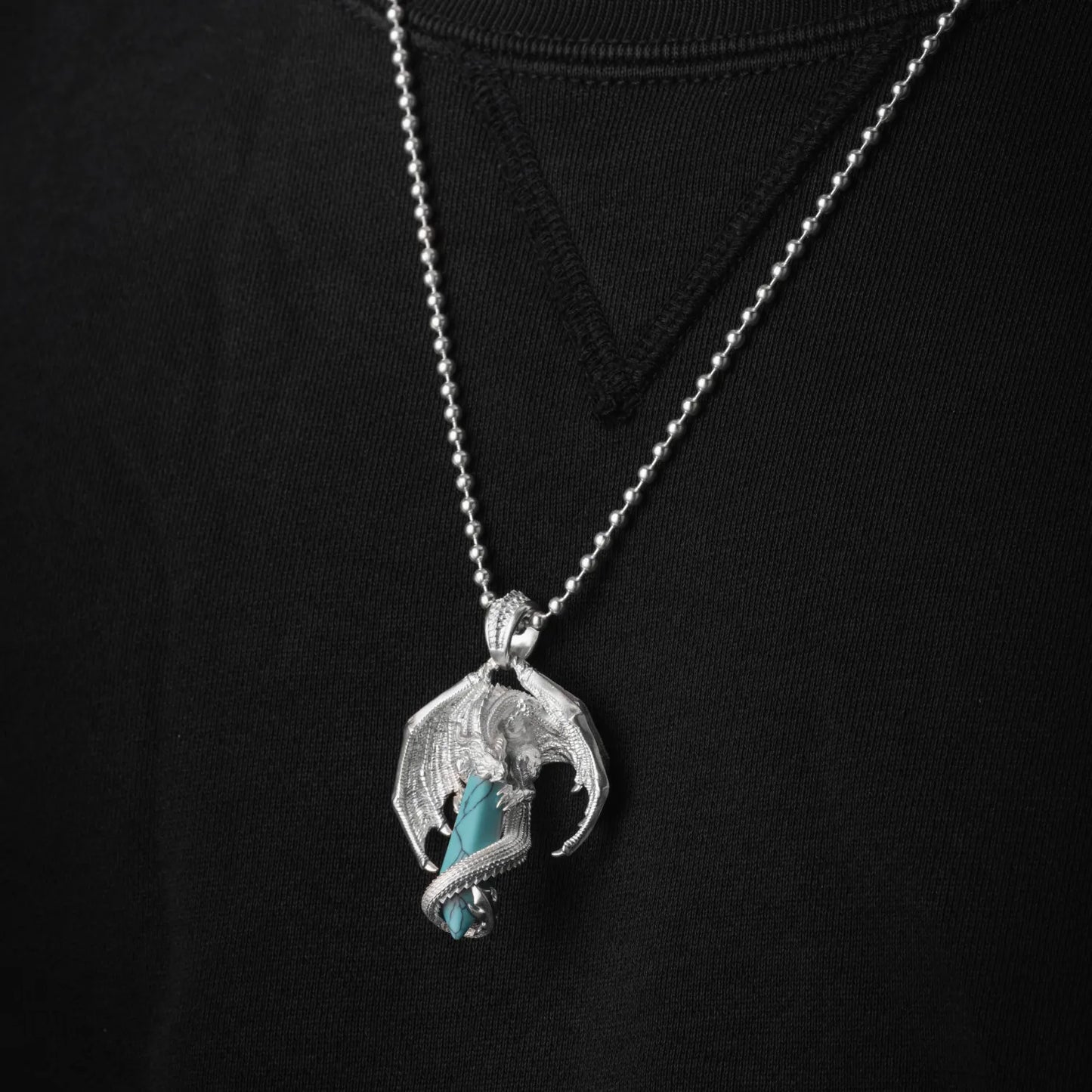 Customized Silver Skybound Dragon Pendant Details 03