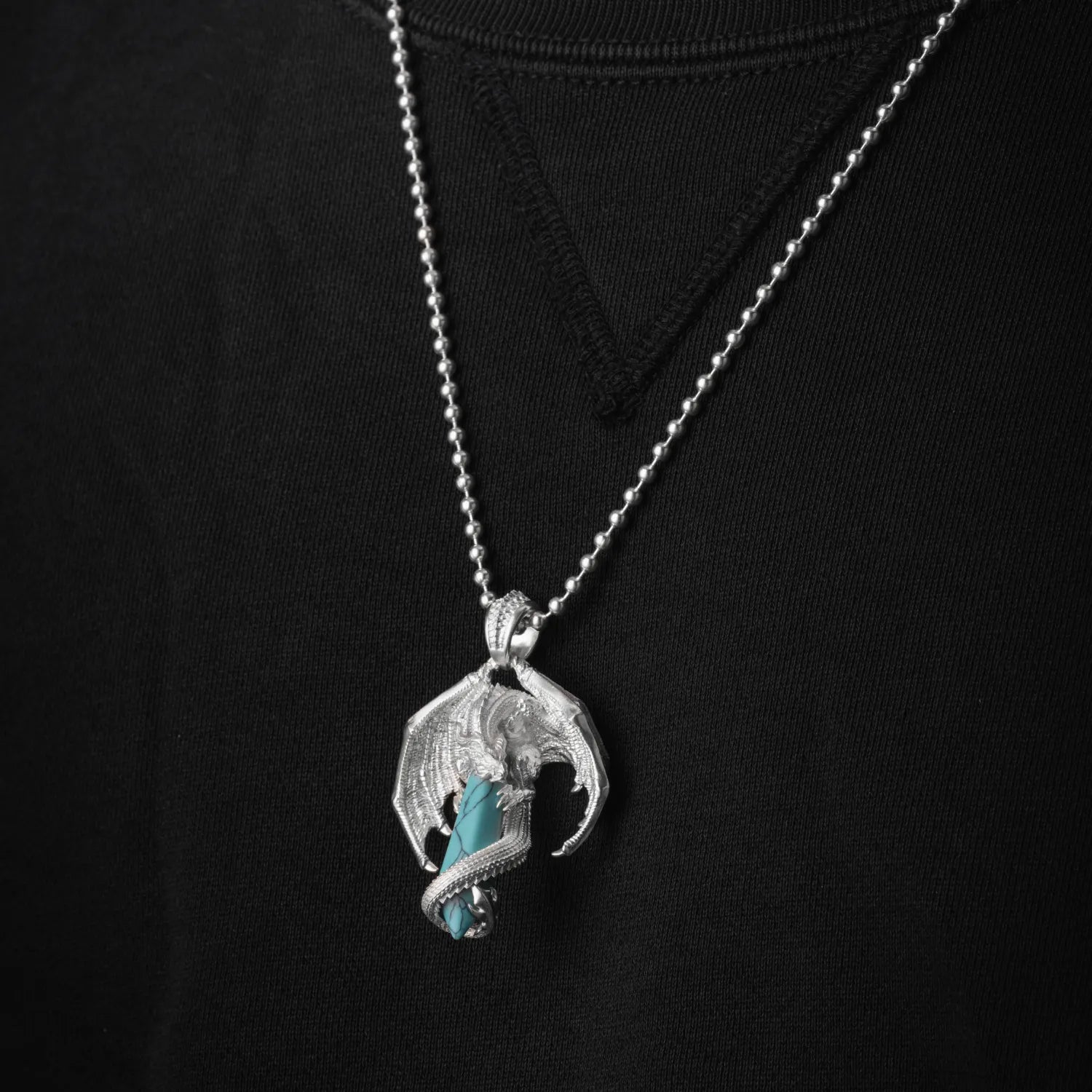 Customized Silver Skybound Dragon Pendant Details 03