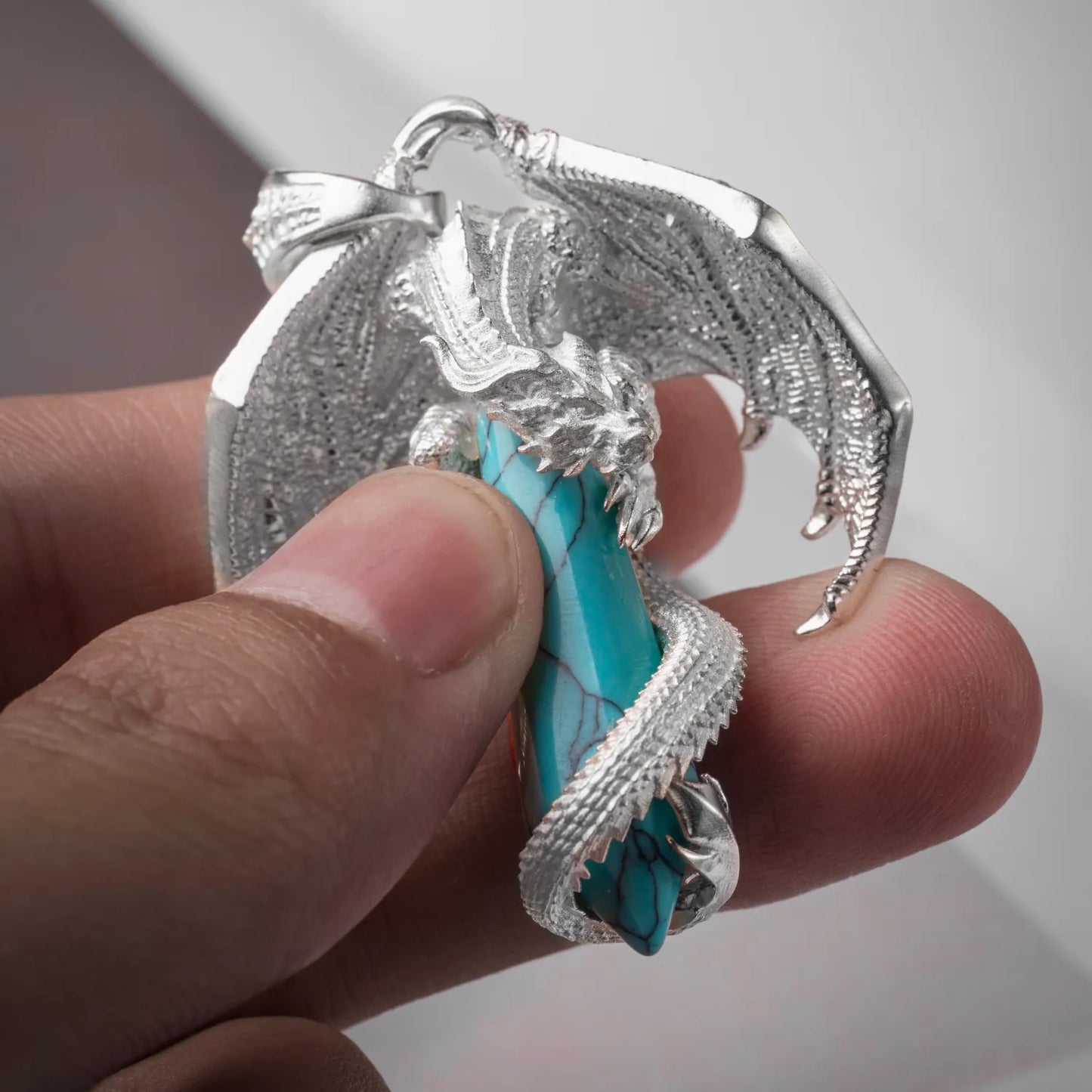 Customized Silver Skybound Dragon Pendant Details 05