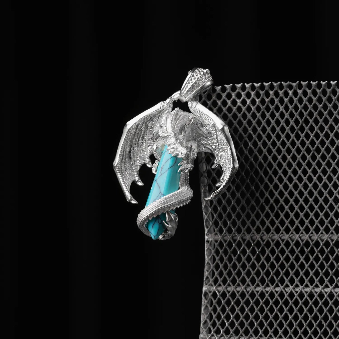 Customized Silver Skybound Dragon Pendant Details 06