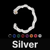 Snake Cuff Bracelet Silver & Gemstone & Diamond