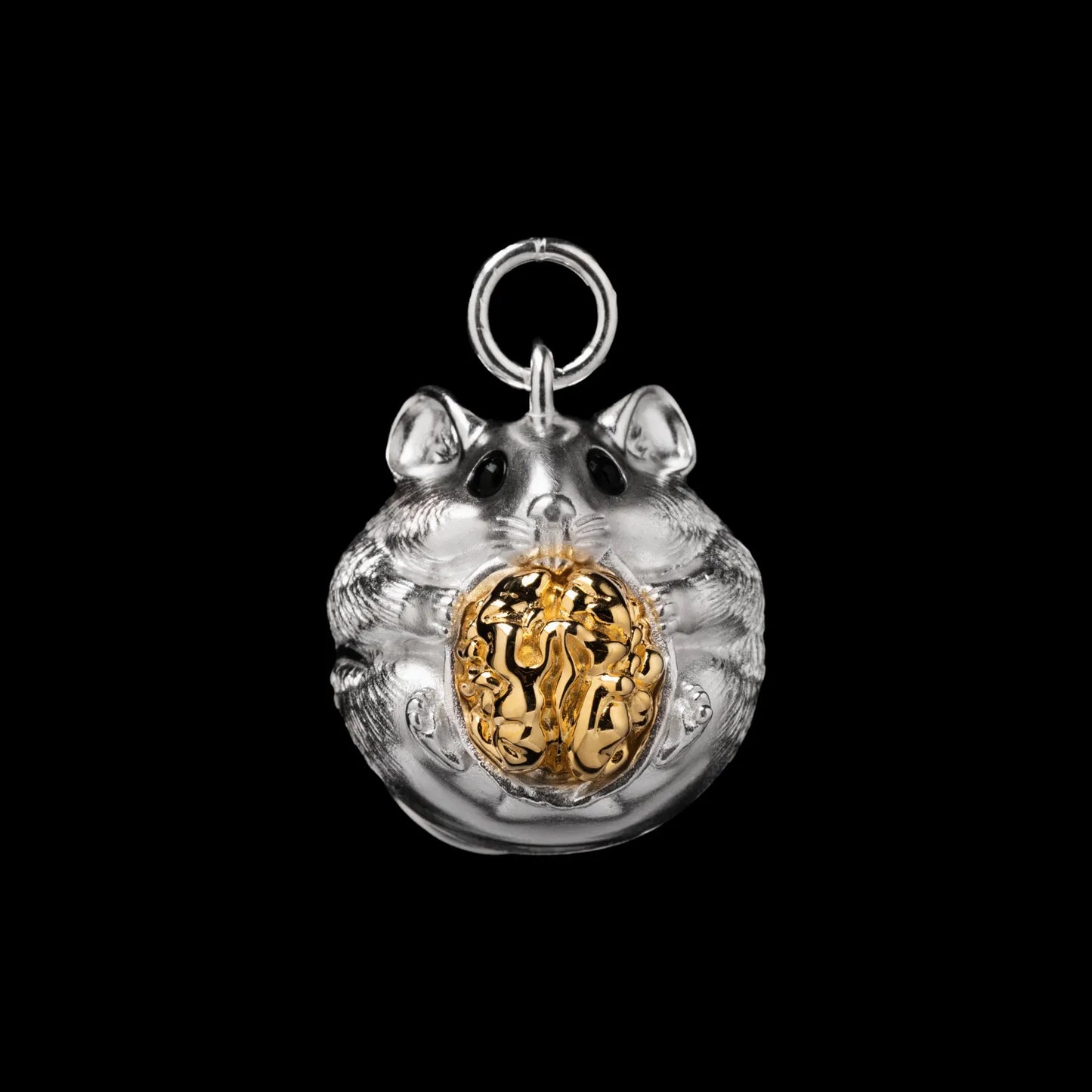 Customized Silver With 18K Gold Hamster Bell Details01