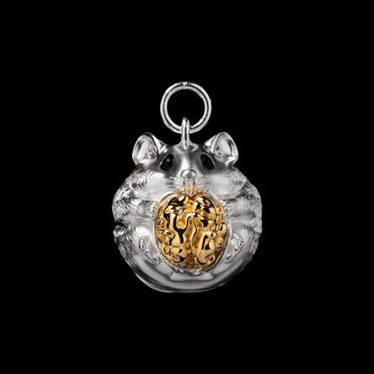 Customized Silver With 18K Gold Hamster Bell Details01