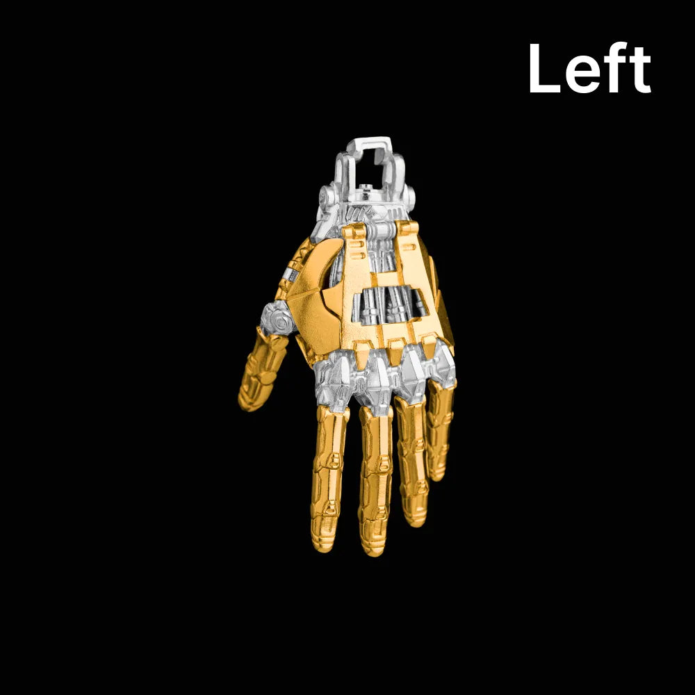 Customized Silver With 24K Gold Mechanical Hand Pendant Left Only