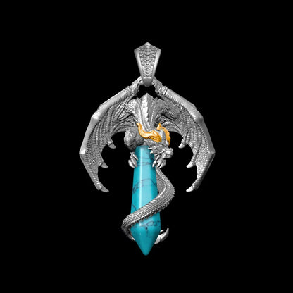 Customized Silver With 24K Gold Skybound Dragon Pendant Option Details 01