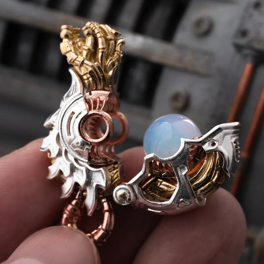 Customized Silver With Brass With Copper Steampunk Nautilus Pendant details 05