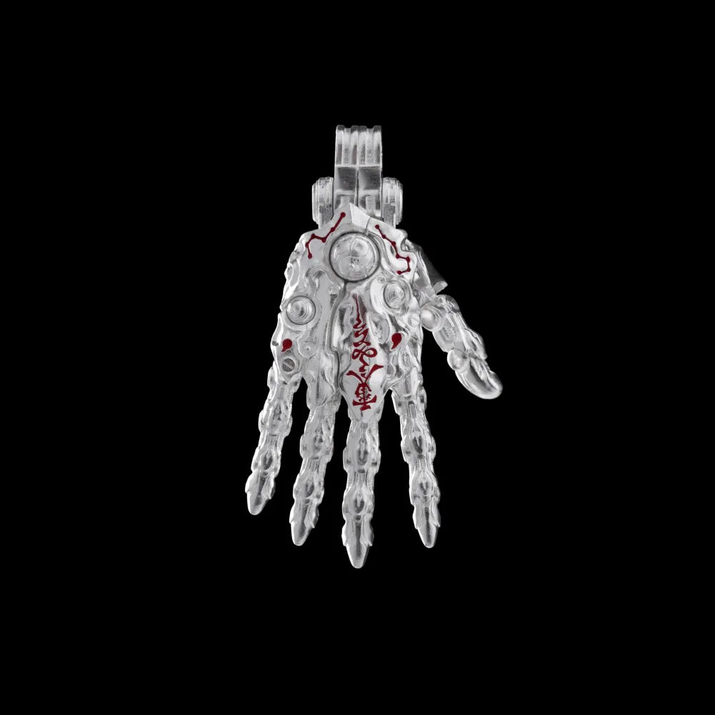 Customized Silver With Cinnabar Taoist Mechanical Hand Pendant Details 01