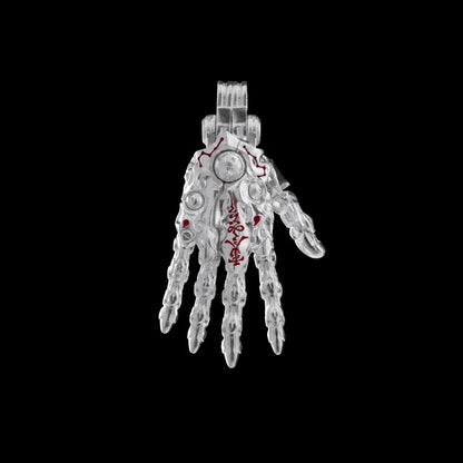 Customized Silver With Cinnabar Taoist Mechanical Hand Pendant Details 01