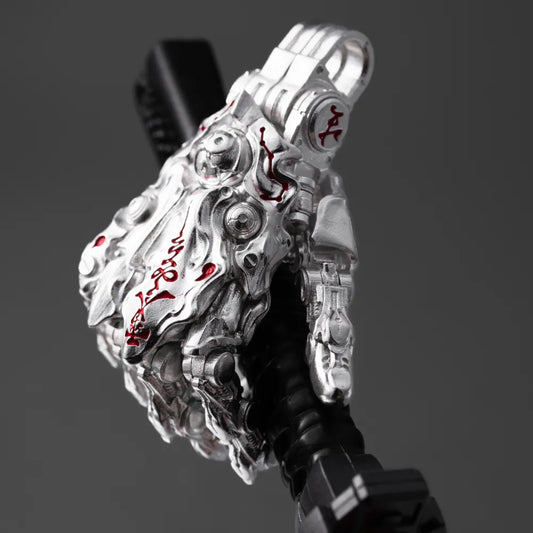 Customized Silver With Cinnabar Taoist Mechanical Hand Pendant Details 03