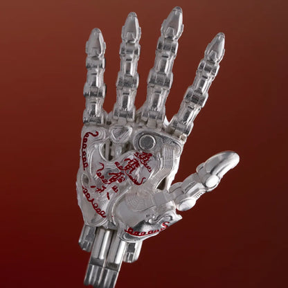 Customized Silver With Cinnabar Taoist Mechanical Hand Pendant Details 05