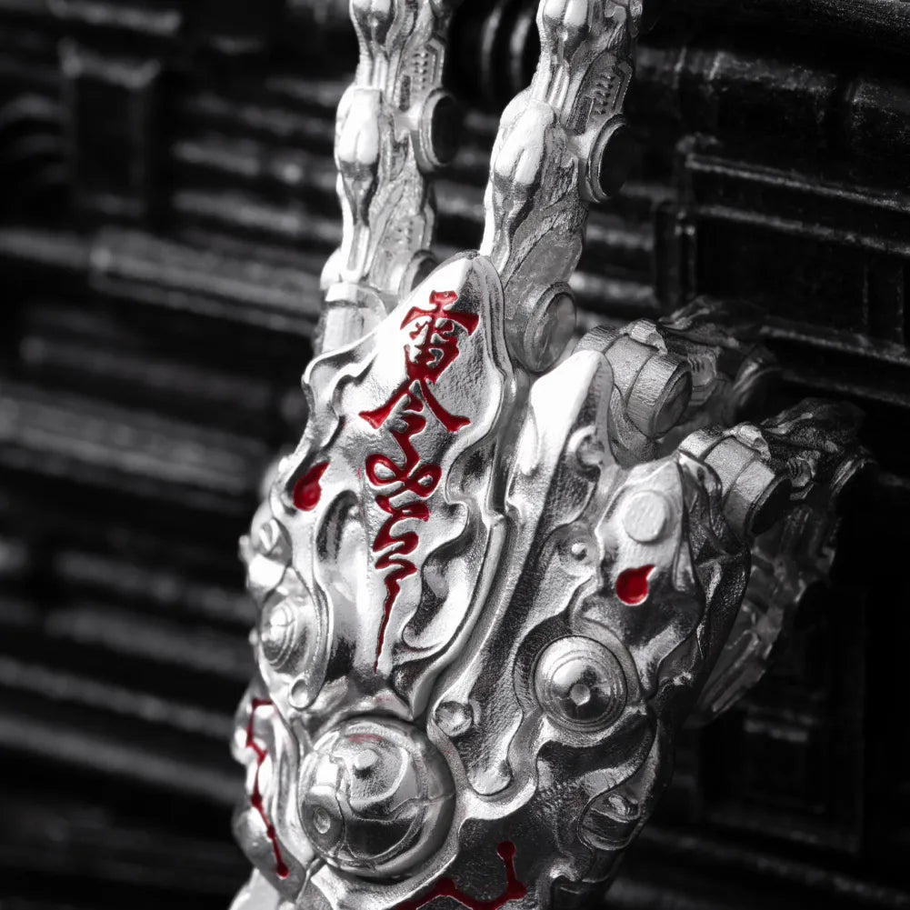 Customized Silver With Cinnabar Taoist Mechanical Hand Pendant Details 07