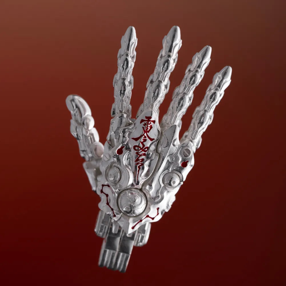 Customized Silver With Cinnabar Taoist Mechanical Hand Pendant Details 08