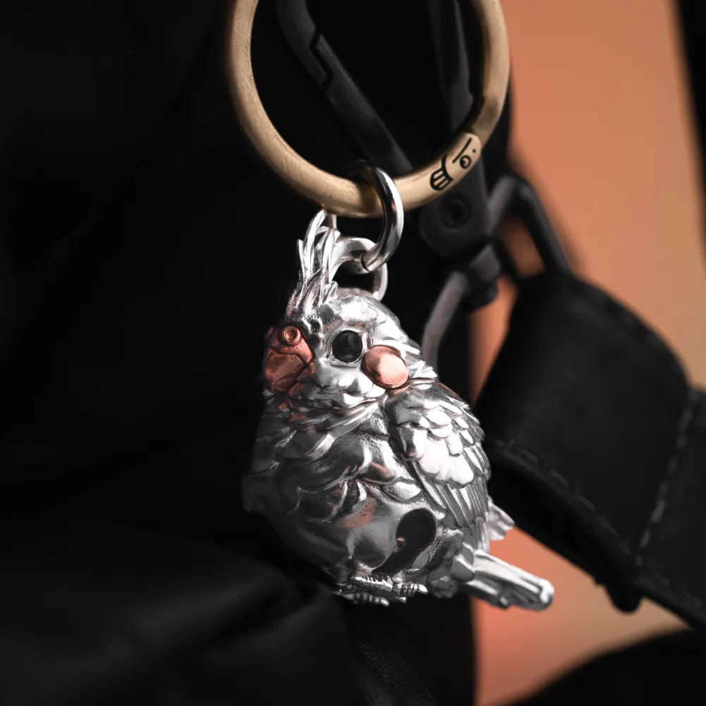 Customized Silver With Copper Cockatiel Bell Details 01