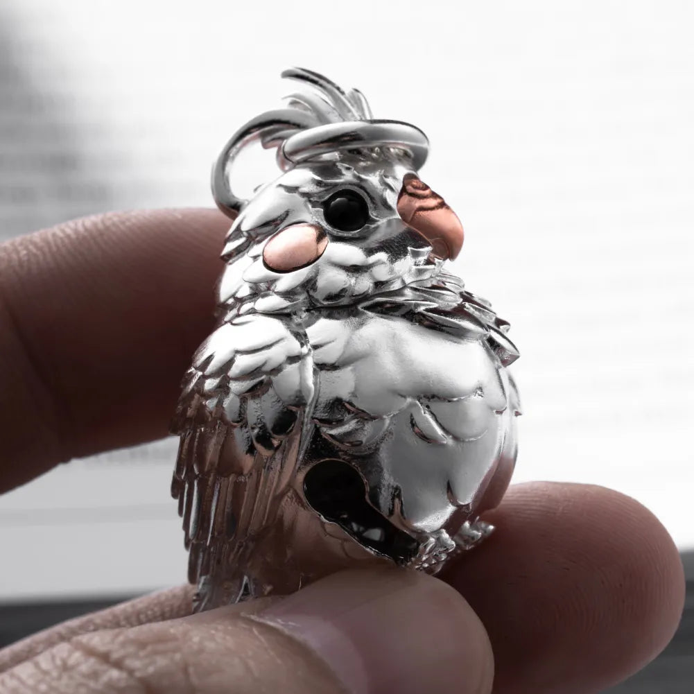 Customized Silver With Copper Cockatiel Bell Details 02