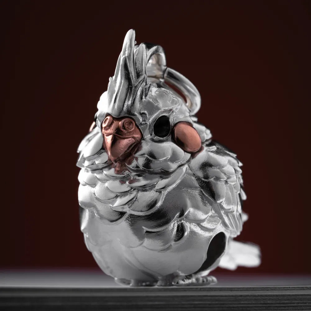 Customized Silver With Copper Cockatiel Bell Details 03