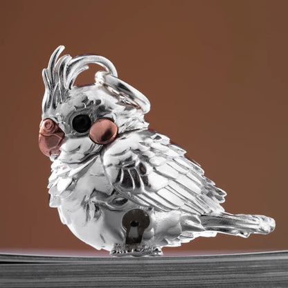 Customized Silver With Copper Cockatiel Bell Details 05