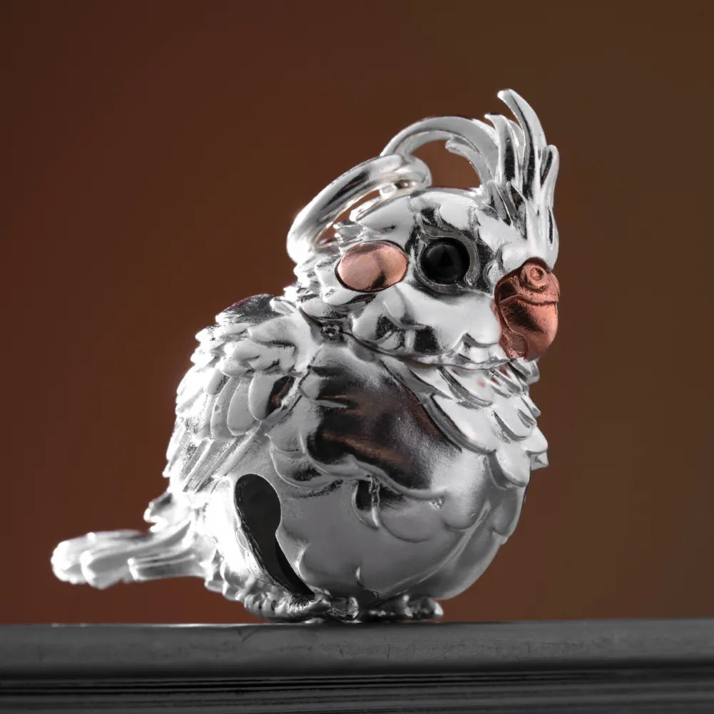 Customized Silver With Copper Cockatiel Bell Details 06
