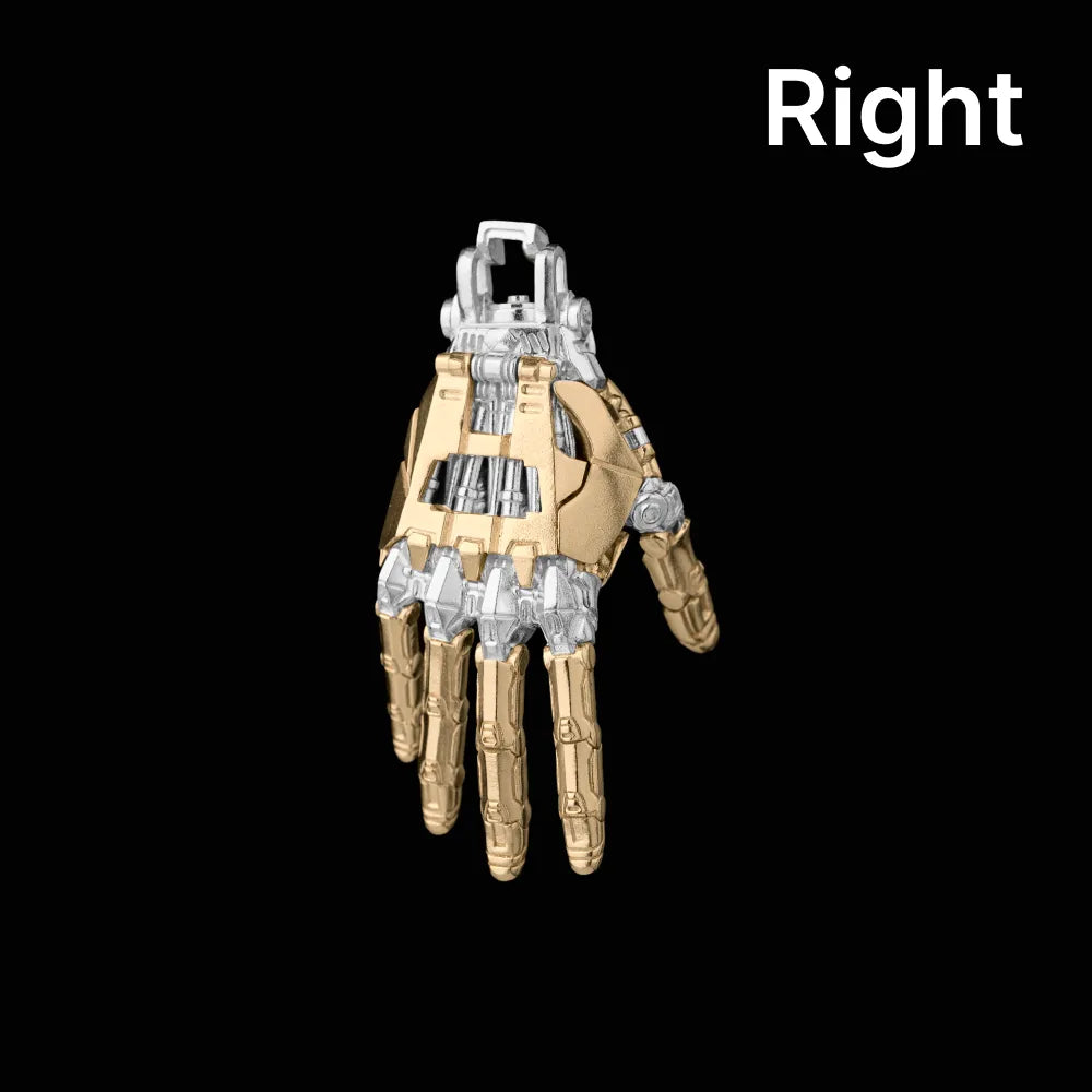 Customized Silver with 14K Gold Mechanical Hand Pendant Right Only