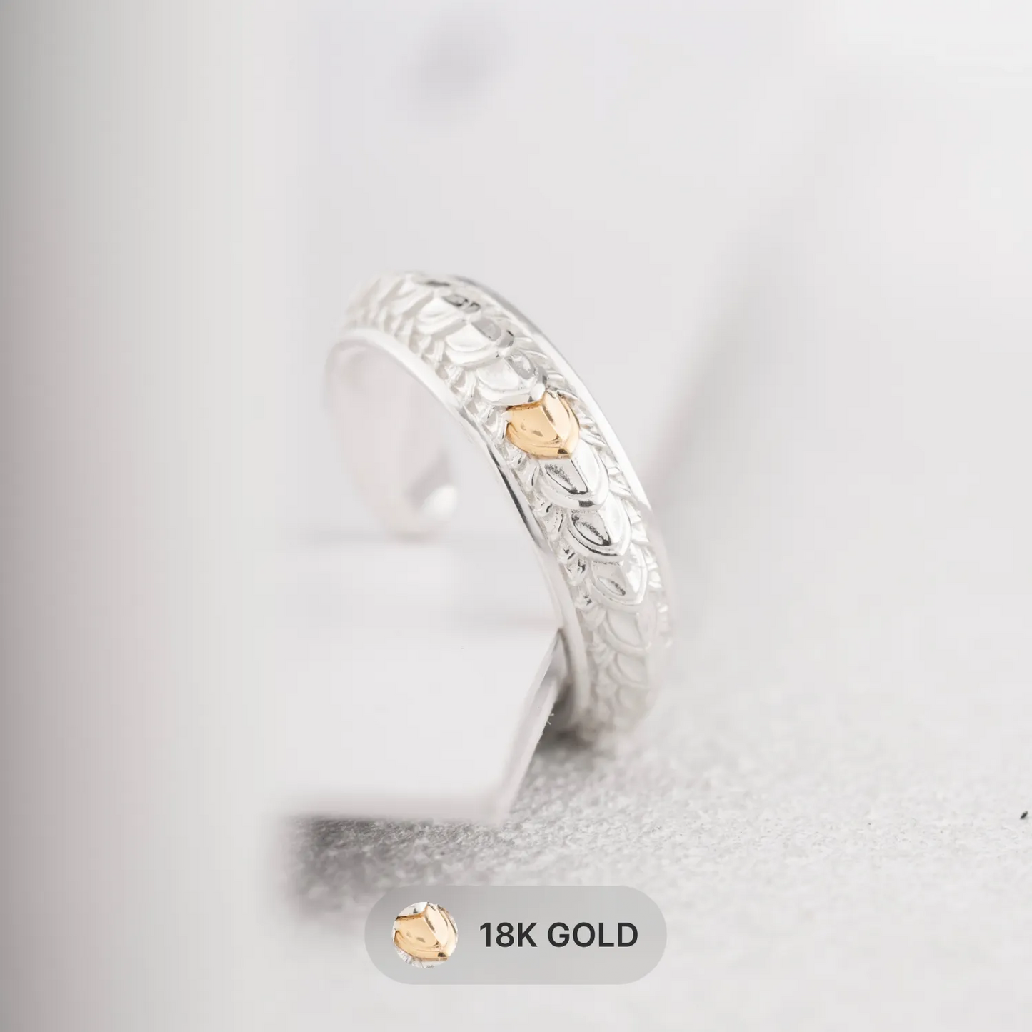 Customized Silver Dragon Scale Ring Details 02