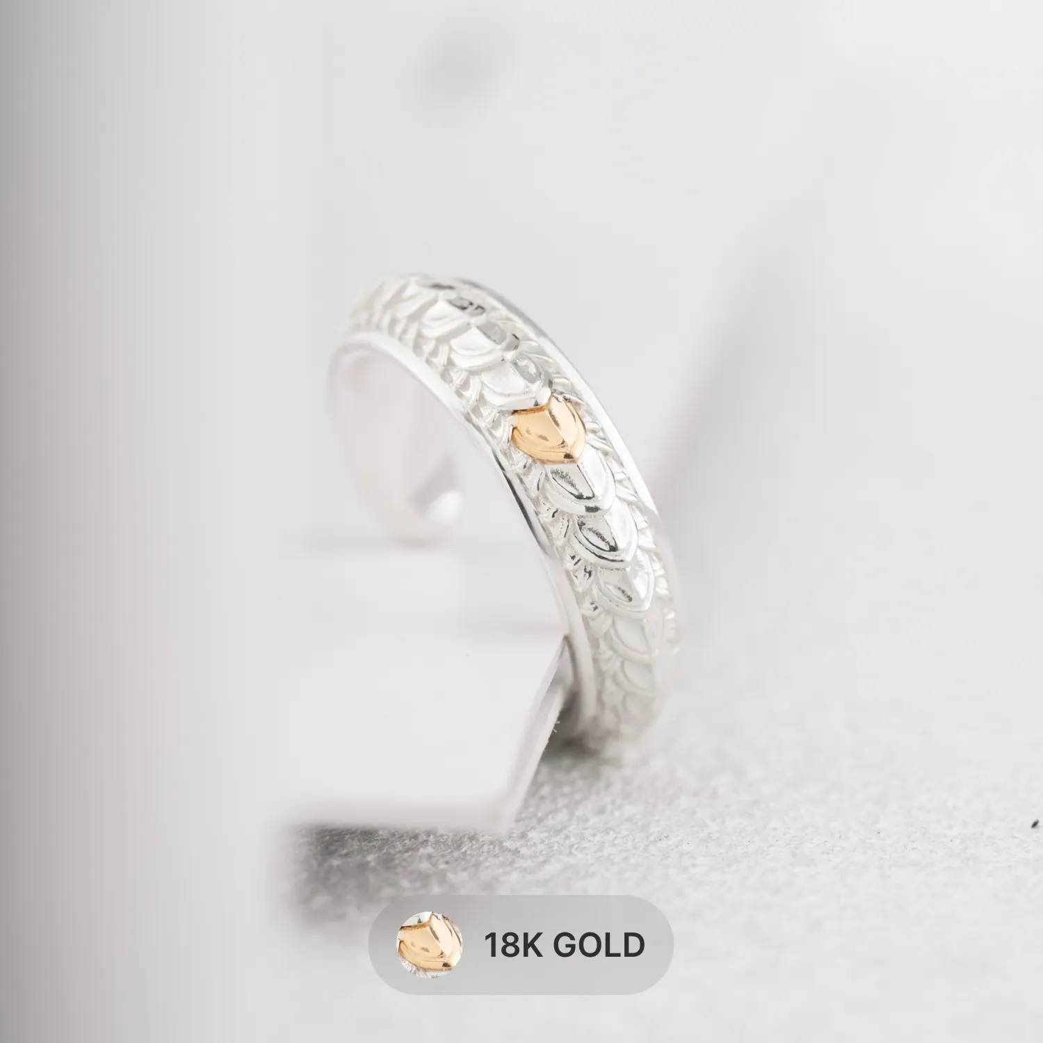 Customized Silver Dragon Scale Ring Details 02