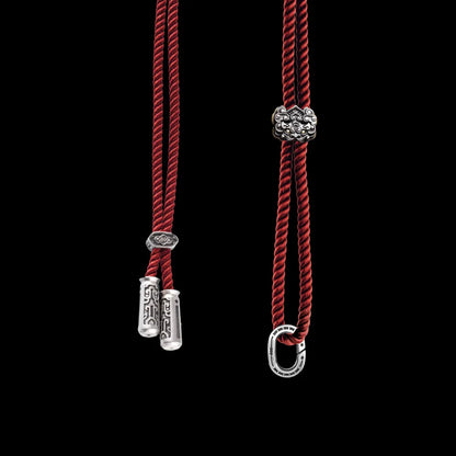 Red Pushou Rope Necklace with Silver Jumping Ring