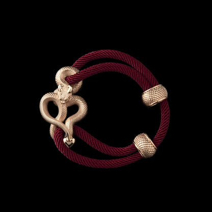 Demon Serpent Rope Bracelet 14K Gold 4mm Milan Rope Red Velvet Black Background