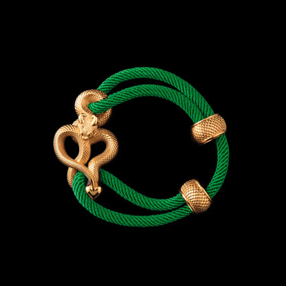 Demon Serpent Rope Bracelet 18K GP 4mm Milan Rope Green Black Background