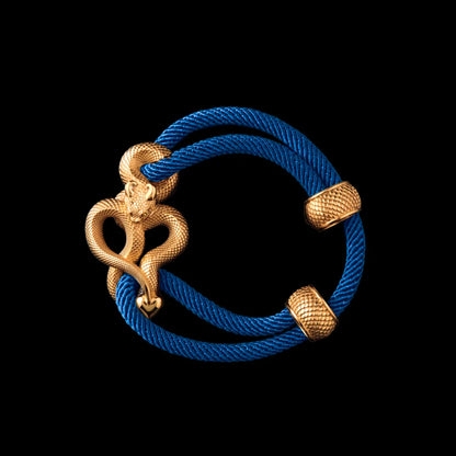 Demon Serpent Rope Bracelet 18K GP 4mm Milan Rope Indigo Black Background