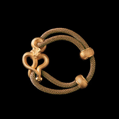 Demon Serpent Rope Bracelet 18K GP 4mm Milan Rope Light Khaki Black Background