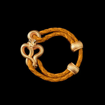 Demon Serpent Rope Bracelet 18K Gold 4mm Braided Rope Gold Black Background