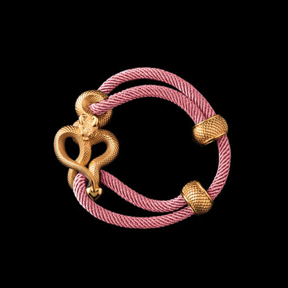 Demon Serpent Rope Bracelet 18K Gold 4mm Milan Rope Strawberry Cream Black Background
