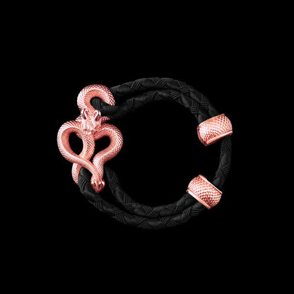Demon Serpent Rope Bracelet 18K RGP 4mm Braided Rope Black Black Background