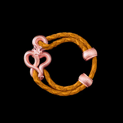 Demon Serpent Rope Bracelet 18K RGP 4mm Braided Rope Gold Black Background