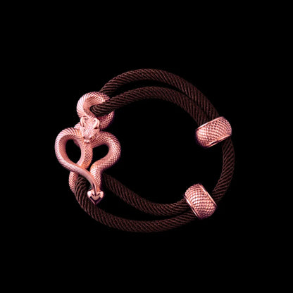 Demon Serpent Rope Bracelet 18K RGP 4mm Milan Rope Coffee Black Background