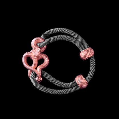 Demon Serpent Rope Bracelet 18K RGP 4mm Milan Rope Gray Black Background