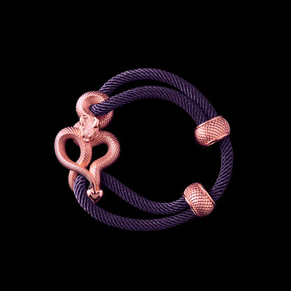 Demon Serpent Rope Bracelet 18K RGP 4mm Milan Rope Purple Black Background