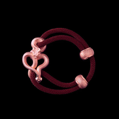 Demon Serpent Rope Bracelet 18K RGP 4mm Milan Rope Red Velvet Black Background