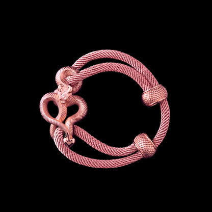 Demon Serpent Rope Bracelet 18K RGP 4mm Milan Rope Strawberry Cream Black Background